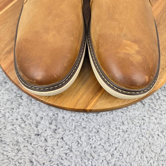 Johnston and Murphy Mens 11.5 McGuffey Brown Burnished Leather Slip On Sneaker - Picture 6 of 13